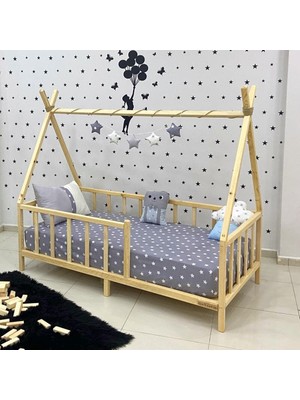 Markaawm Montessori Yatak Doğal Çam Ağacı Kızılderili 80X180