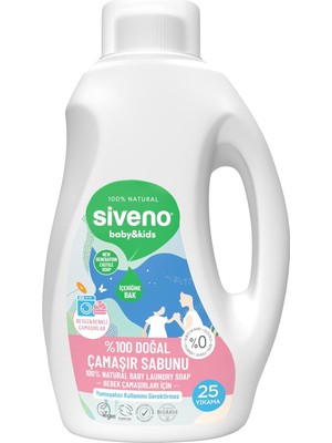 Siveno %100 Doğal Bebek Çamaşır Sabunu Kendinden Yumuşatıcılı Bitkisel Deterjan Konsantre ve