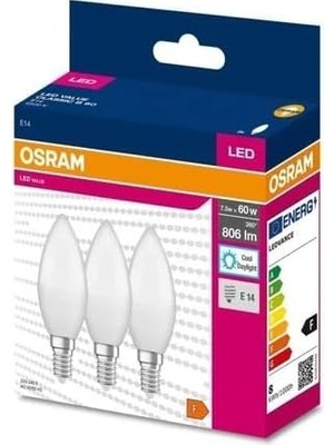 Osram Ledvalue 75W (60W) 3 Lü LED Mum Ampul Beyaz - 6500K E14