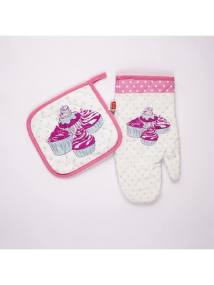 Mey İthalat Maxstyle Crystal Mutfak Eldiveni+Tutkaç Set Cheries