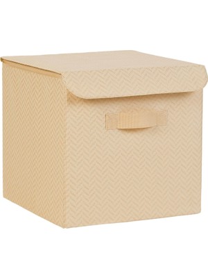 Mey İthalat Ocean Home Textile Bej Balıksırtı Kapaklı Kutu Set 30 x 30 x 30 cm