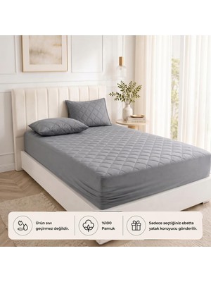 Formeya Yatak Koruyucu Alez Kapitone Gri RENK%100 Pamuk Fitted Alez Çarşaf 90 x 190