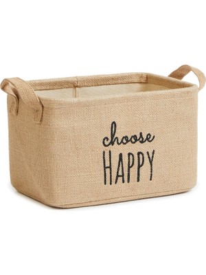 Mey İthalat Ocean Home Textile Choose Happy Baskılı Sepet //30X21X18