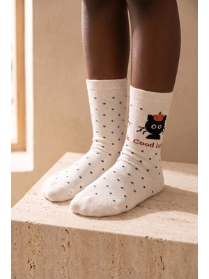 Katia & Bony Kedi Desenli Turuncu Çocuk Soket Çorap
