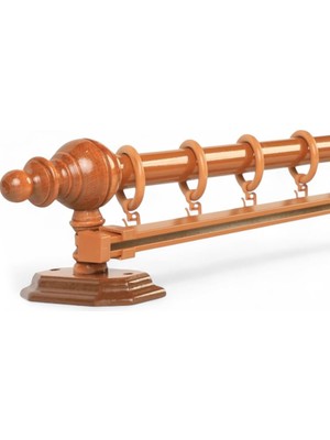Meşe Tek Raylı Ahşap Rustik Perde Askısı (200 Cm)