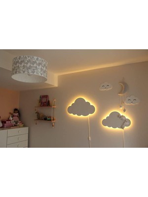 Windly Concept 2'li Bulut Gece Lambası Çocuk Odası Bebek Odası Dekoratif Aydınlatma 30/40 cm