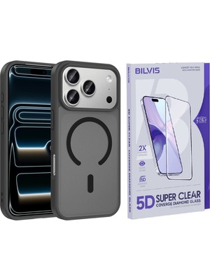 Vendas Apple iPhone 17 Pro Kılıf M-safe Şarj Özellikli Zore Babet Kapak + Bilvis Cam Ekran Koruyucu