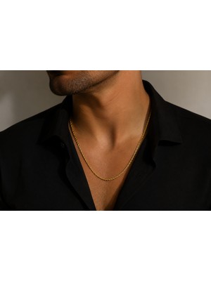 FourSolos Çelik Erkek Kolye, Gold Renk, Burgu No:4