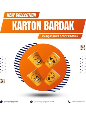 Maycup 7 Oz Karton Bardak 300 Adet Karışık Desen