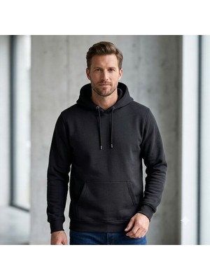 Cubbux Erkek Kışlık Kalın 3 Iplik Şardonlu Kapüşonlu Kanguru Cepli Sweat