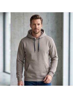 Cubbux Erkek Kışlık Kalın 3 Iplik Şardonlu Kapüşonlu Kanguru Cepli Sweat