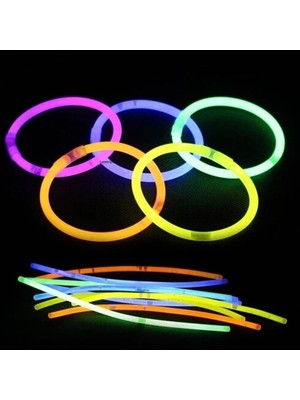Fosforlu Neon Glow Stick LED Bileklik - Çubuk 100'LÜ Paket