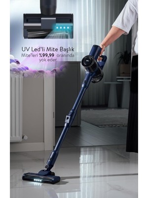 Bldc Motorlu Dikey Kablosuz Şarjlı LED Aydınlatmalı Süpürge SVC-8620 - (Uv Led'li Mite Başl�