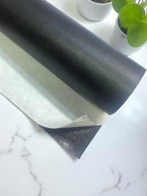 Varan Tekstil Yapışkanlı Siyah Suni Deri Kumaş 100 * 140 cm