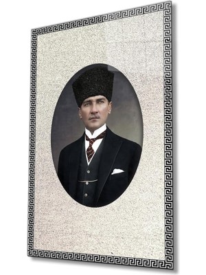 Çerçeveli Atatürk Portresi Cam Tablo, Ev ve Ofis Duvar Dekoru, Hediyelik Büyük Temperli Cam Tab