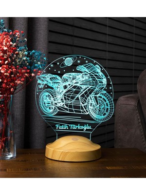 Racing Motosiklet Motor Hayranlarına Hediye 3D LED Lamba, Erkeğe Hediye, Motor Gp Kişiye Özel 3