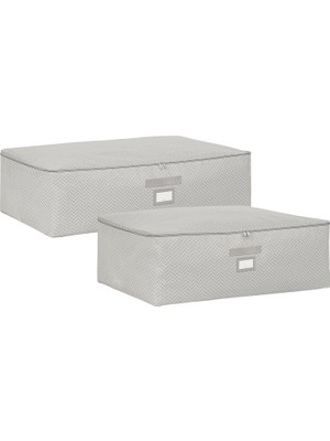 Mey İthalat Ocean Home Textile 2'li Gri Balıksırtı Baza Altı Hurç Set