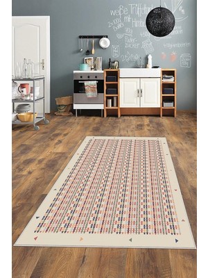 Pelangi Çok Renkli Kilim Desenli Yıkanabilir Kaymaz Taban Leke Tutmaz Modern Salon Halısı ve Yol