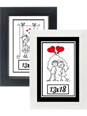 13X18-2'LI Fotoğraf Çerçevesi Siyah-Beyaz Modern Ofis Sanat Ev Home Dekoratif Çerçeve Özc-02-S