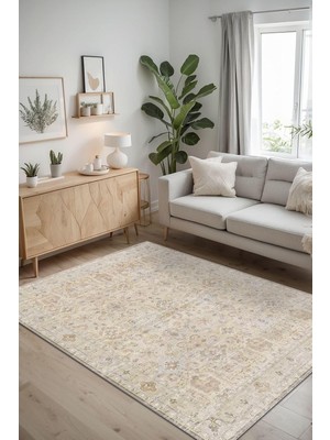 Depoba Murans Kadife Modern Kaymaz Pamuk Tabanlı Yıkanabilir Antibakteriyel Salon Halısı 160X230