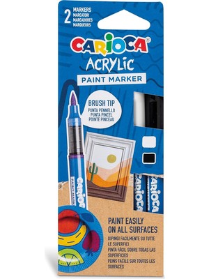 Akrilik Paint Marker Su Bazli Fırça Uçlu 2'li | Ahşap ve Cam Için, Kalıcı Mürekkep, Sağlam