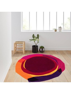 Kadife Kaymaz Pamuk Tabanlı Yıkanabilir Antibakteriyel Yuvarlak Salon Halısı 160X160