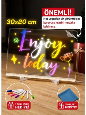Shopexxtra LED Işıklı Şeffaf Çizim Tableti ve Yazı Tahtası - 30X20 Cm, Ayarlanabilir Standlı