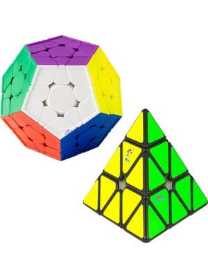 Hediyecik Orjinal Megaminx Pyraminx 2'li Zeka Küpü Rubik Küp Set