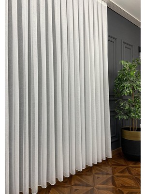 Evdepo Home Ekru Ekstraforlu Pilesiz Keten Tül Perde 300 x 240 cm