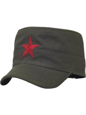 Yıldızlı Fidel Castro Che Guevara Şapkası Yeşil Renk
