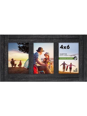 Beyaz Yıkama Resim Çerçevesi ile 4x6 Eskitilmiş Gri Ahşap