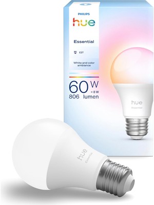 Philips Hue Essential 8W E27 806 Lumen Renkli Akıllı Ampul A60
