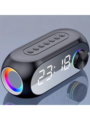 Hymark Bluetooth S8 Rgb LED Işıklı Dijital Saat Alarm Şarjlı Hoparlör Mp3 Fm Radyo Çok Fonksi