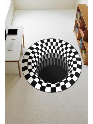 3D Modern Desenli Yuvarlak Dijital Baskı Kaymaz Tabanlı Halı H0336