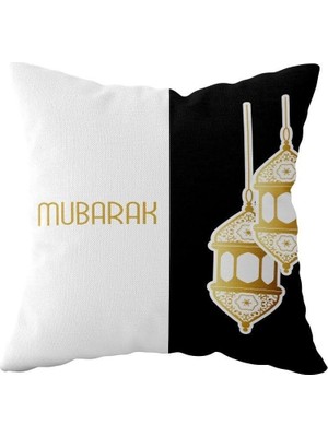 Mey İthalat Pelangi Siyah Beyaz Ramazan Fenerli Çift Taraflı Gizli Fermuarlı Yastık Kılıfı Kırlent Koltuk Yastık Kılıfı, Siyah-Beyaz 43 x 43