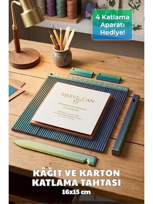 Kağıt ve Karton Katlama Tahtası 16X15 cm / Skorlama Panosu / Davetiye, Kutu ve Scrapbook Katlama
