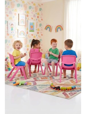 Fiore 4'lü Set Büyük Şirin Çocuk Sandalyesi Pembe