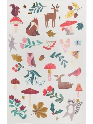 Mey İthalat Meri Meri - Woodland Temporary Tattoo Sheets - Orman Geçici Dövme