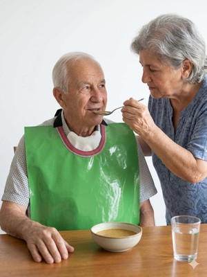 Mey İthalat Sıvı Geçirmez Yetişkin Hasta Yemek Önlüğü - Pratik Silinebilir ve Leke Tutmaz Göğüs Koruyucu Önlük (Yeşil)