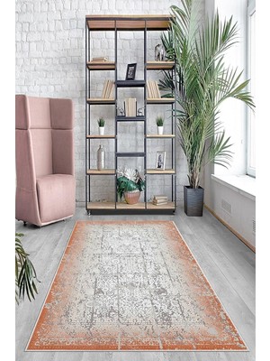 Mey İthalat Pelangi Kırmızı Nakış Işlemeli Eskitme Yıkanabilir Kaymaz Taban Leke Tutmaz Modern Salon Halısı ve Yolluk, Kırmızı 160 x 350, 74571053160350728
