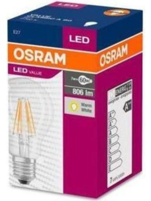Mey İthalat Osram 7W (60W) A60 Rustik LED Ampul Sarı 2700K (Normal Ampul Boyutlarindadir)