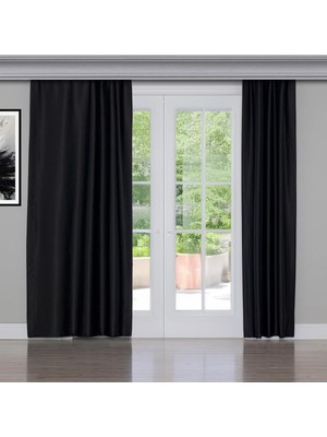 Gauze Fabric Design Blackout Siyah Karartma Özellikli Fon Perde 200 x 250