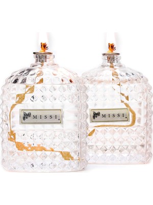 ' Li Vanilya Kokulu Kare Kristal Cam Şişe Kandil Seti 2X100 ml