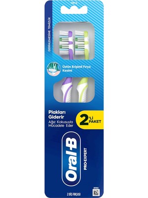Oral-B Pro-Expert Derinlemesine Temizlik Diş Fırçası, Orta Sertlikte Fırça Kılları, 2 Adet