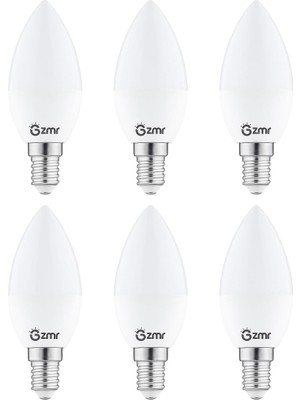Zmr 120/B.65 6'li 7W Buji LED Ampul 6500K Beyaz Işık E14 Duy Enerji Tasarruflu ve Uzun Ömürlü A