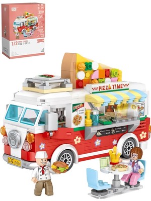 Loz Mini Block Serisi Food Truck/pizza Kamyonu -LZ1739 (490 Parça) Oyuncak Yapım Seti