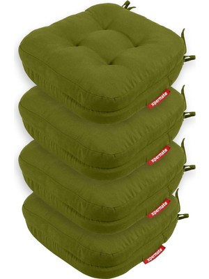 Xpermate Sandalye Minderi 4'lü Set 42X42X8 cm Kalın Çift Kat Pofidik Minder Yıkanabilir Fermuarl