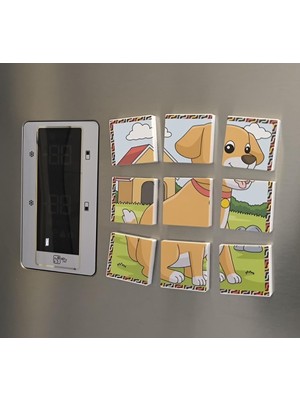 Manyetik Blok Çift Taraflı 9 Parçalı Mıknatıslı Puzzle 2 Görsel Köpek-Eşek