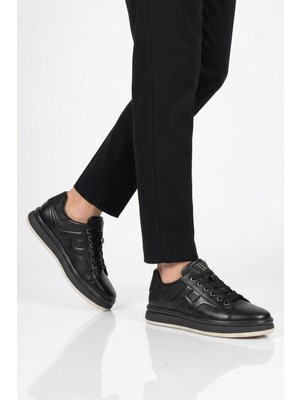 Voyager Siyah Hakiki Deri Erkek Casual Sneaker Memory Taban Premium Casual Ayakkabı M030 M