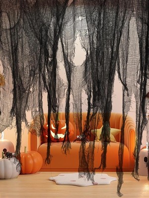 Halloween Cadılar Bayramı Dekorasyonu Siyah File Örtü 76X198 cm Siyah